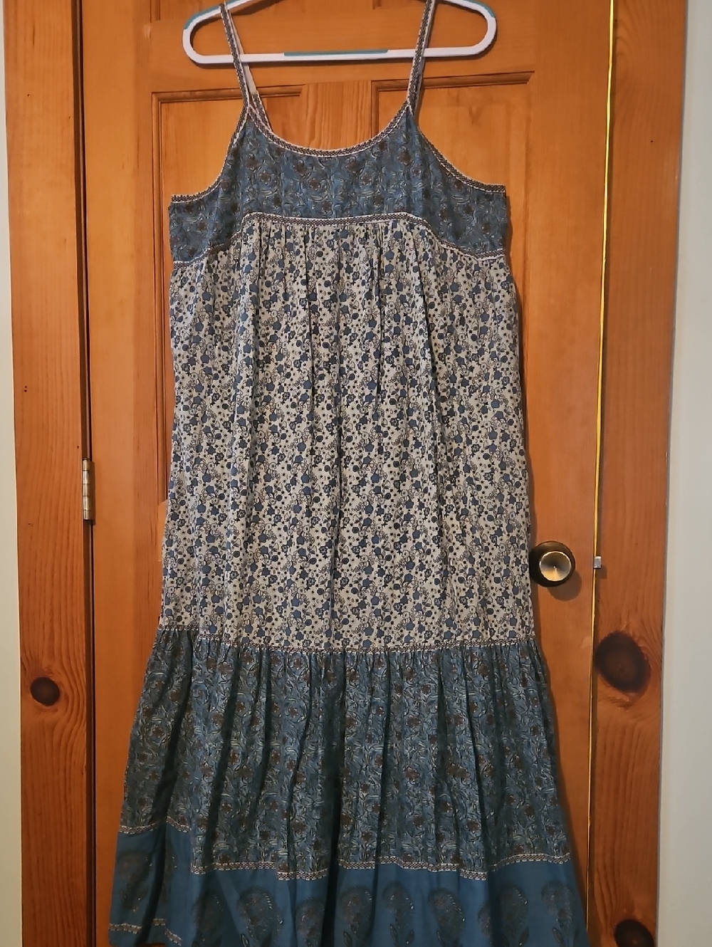 NATURAL LIFE Teal and Black Floral Boho Top